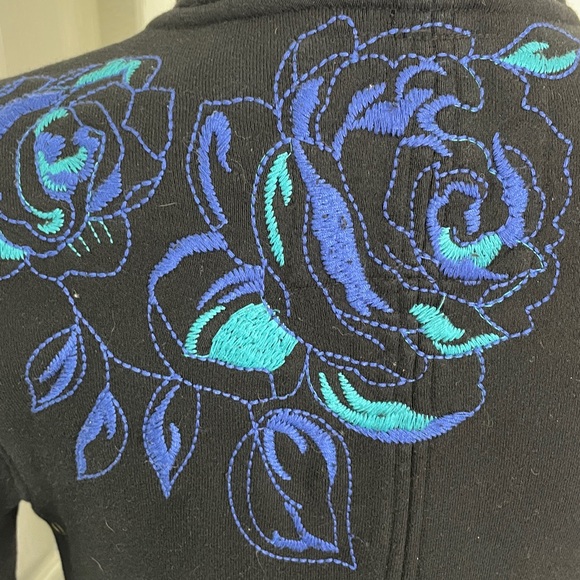 Johnny Was Black Floral Embroidered Coat - Picture 6 of 16